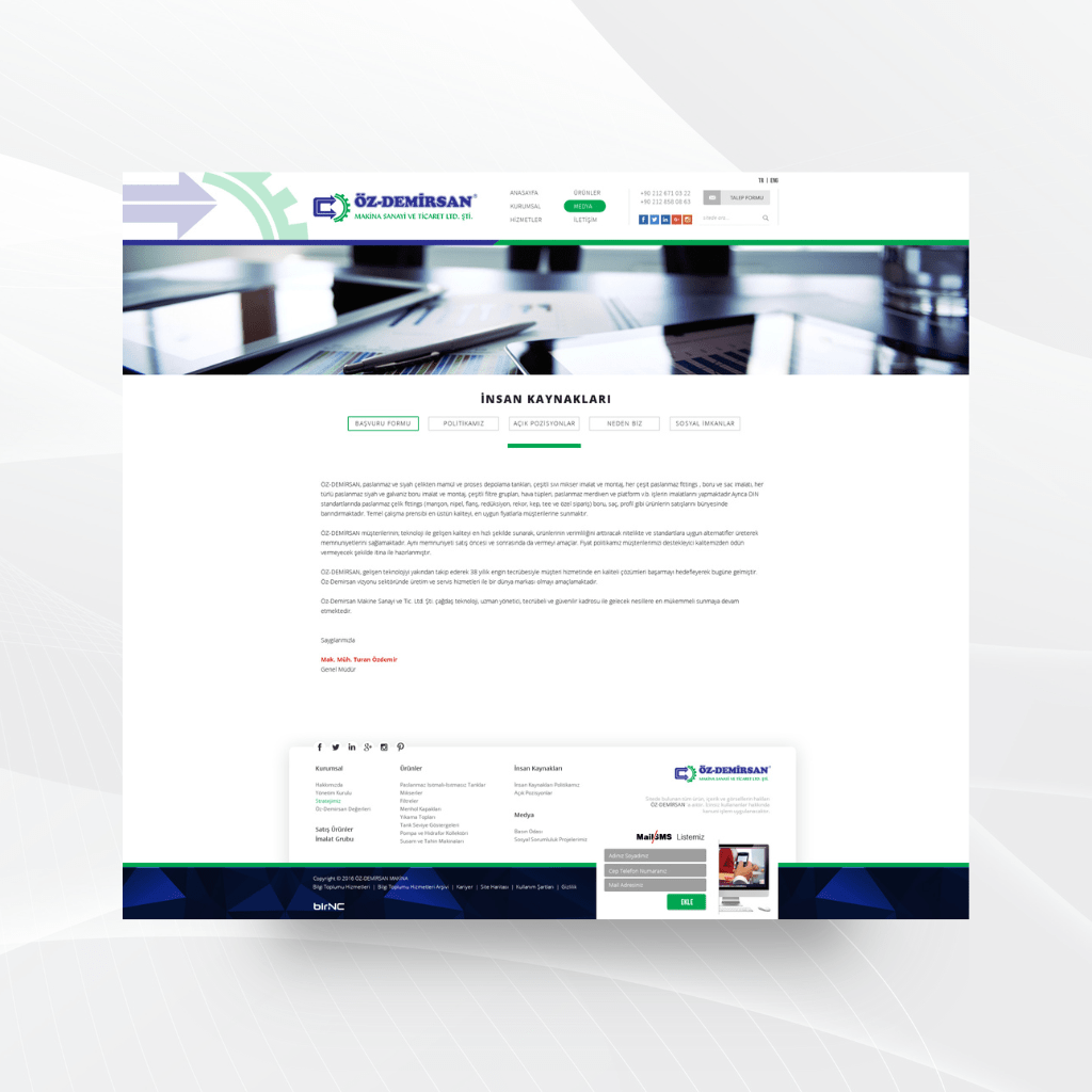 Öz-Demirsan İnsan Kaynakları Web Tasarımı