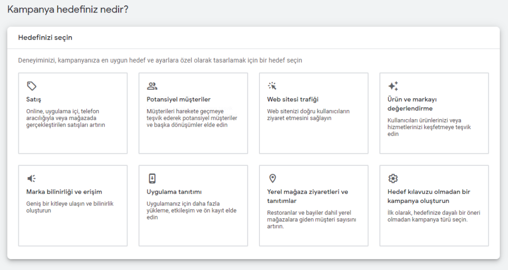 Google Ads Kampanya Hedefi