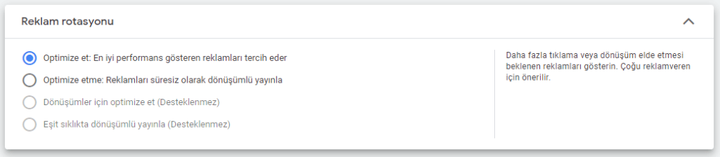 Google Ads Reklam Rotasyonu