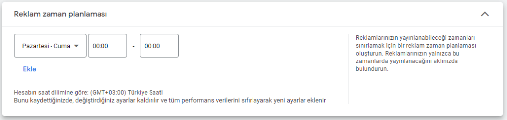 Google Ads Reklam Zaman Planlaması