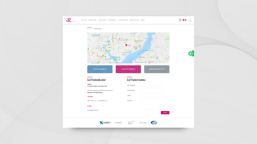 Arestetik İletişim Sayfası Tasarımı