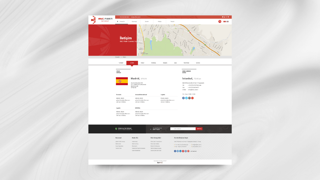 BC Fiber İletişim Sayfası Tasarımı
