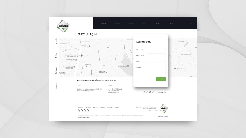 Büro Statik İletişim Sayfası Tasarımı