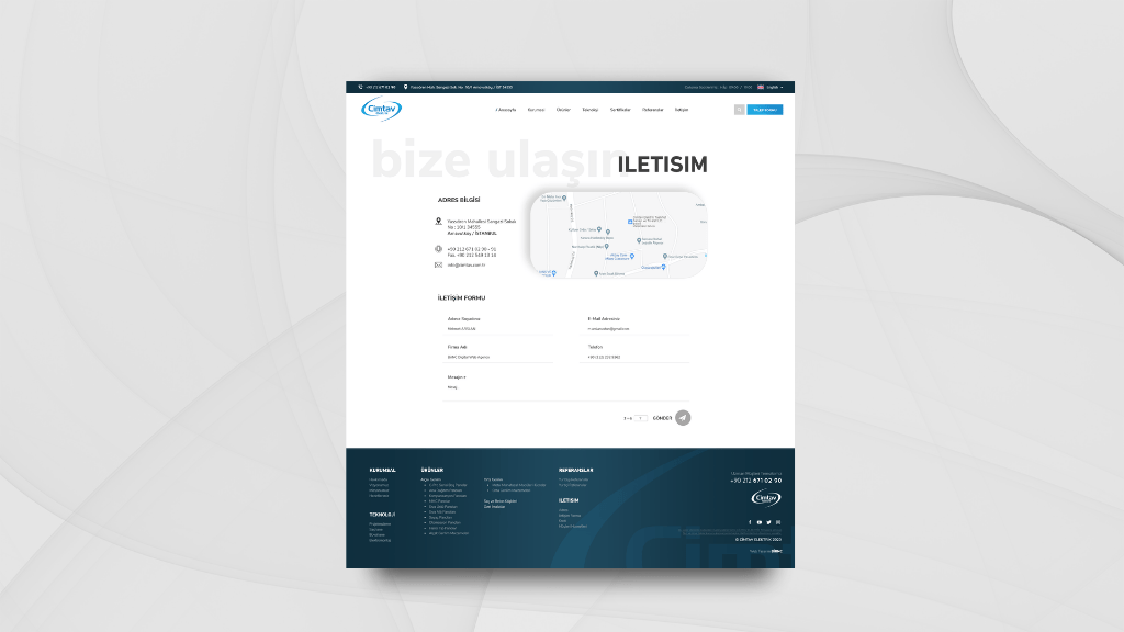 Cimtav İletişim Sayfası Tasarımı