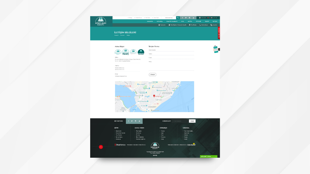 Gönülbağı Vakfı İletişim Sayfası Tasarımı