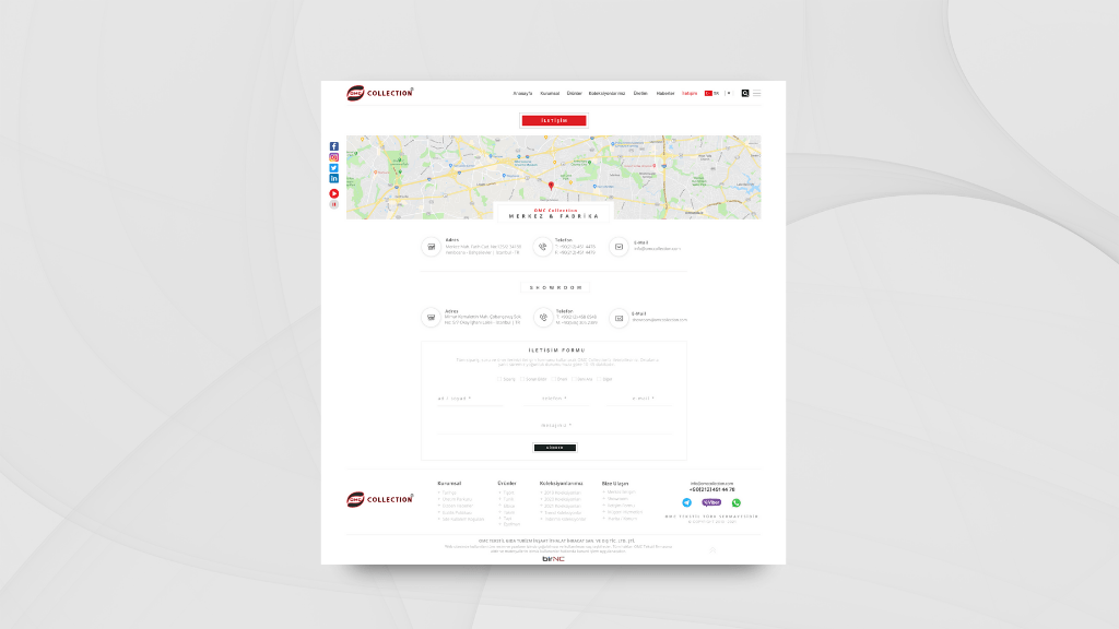 OMC Collection İletişim Sayfası Tasarımı