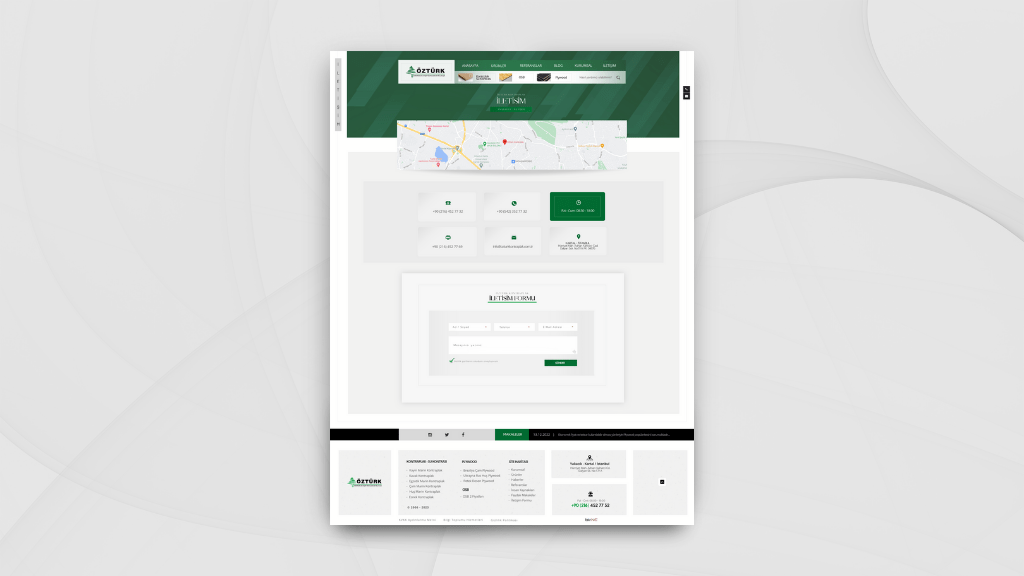 Öztürk Kontrplak İletişim Sayfası Tasarımı