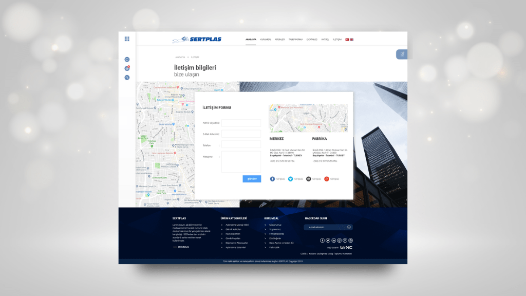 Sertplas İletişim Sayfası Tasarımı