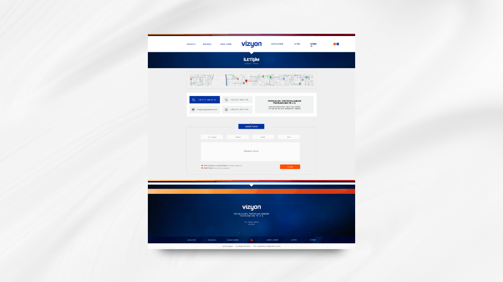 Vizyon Pazarlama İletişim Sayfası Tasarımı