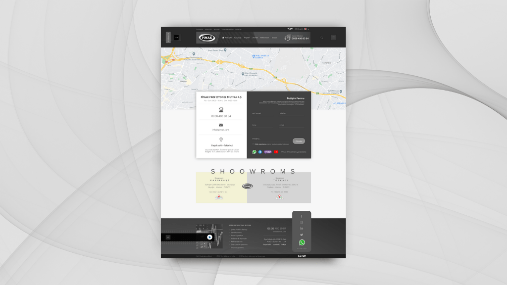 Pimak Mutfak İletişim Sayfası Tasarımı