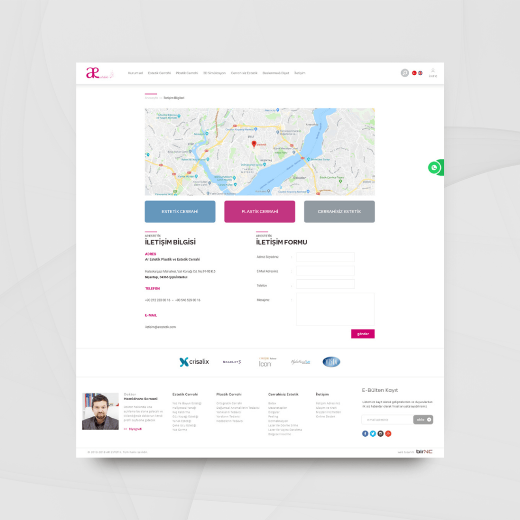 Arestetik İletişim Sayfası Tasarımı