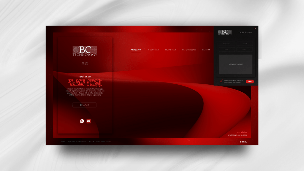 BCD Technology Talep Formu Web Tasarım Sunum