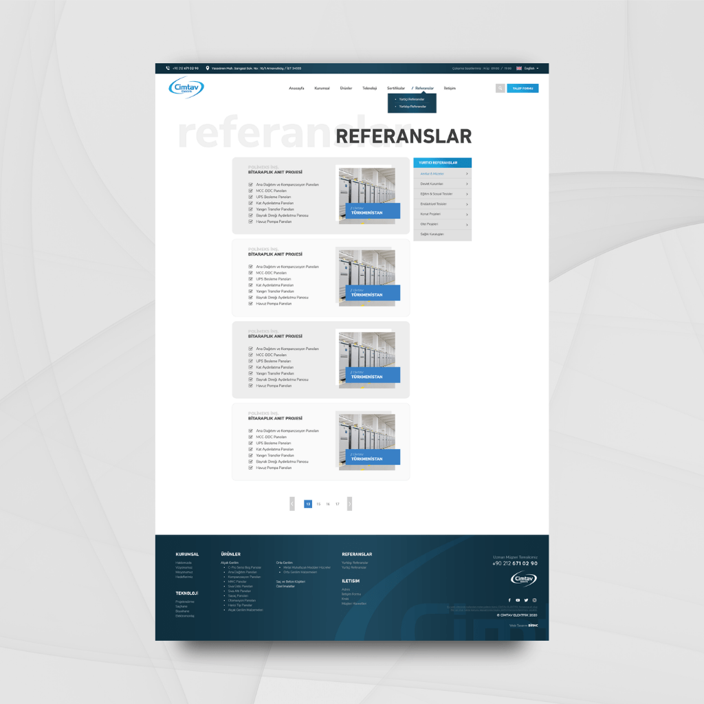 Cimtav Elektrik Referanslar Sayfa Tasarımı