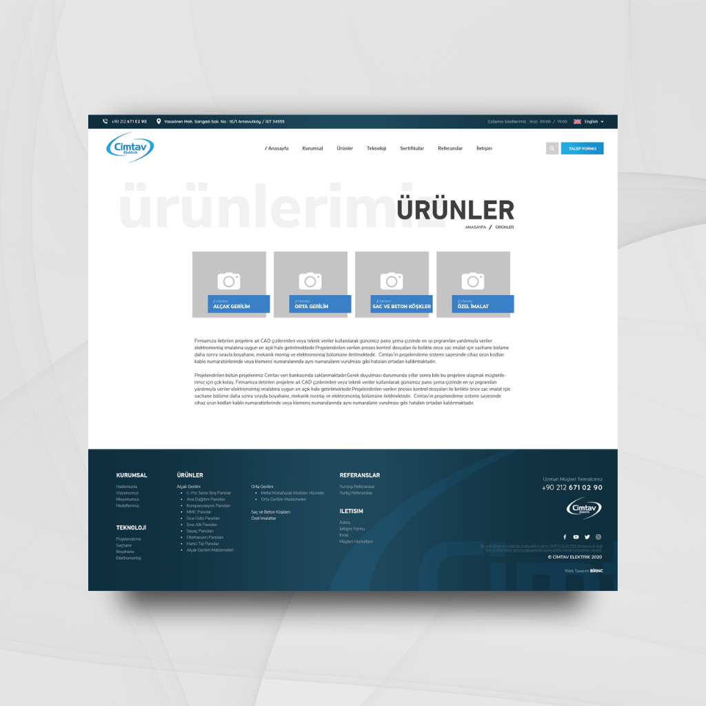 Cimtav Elektrik Ürünler Sayfa Tasarımı
