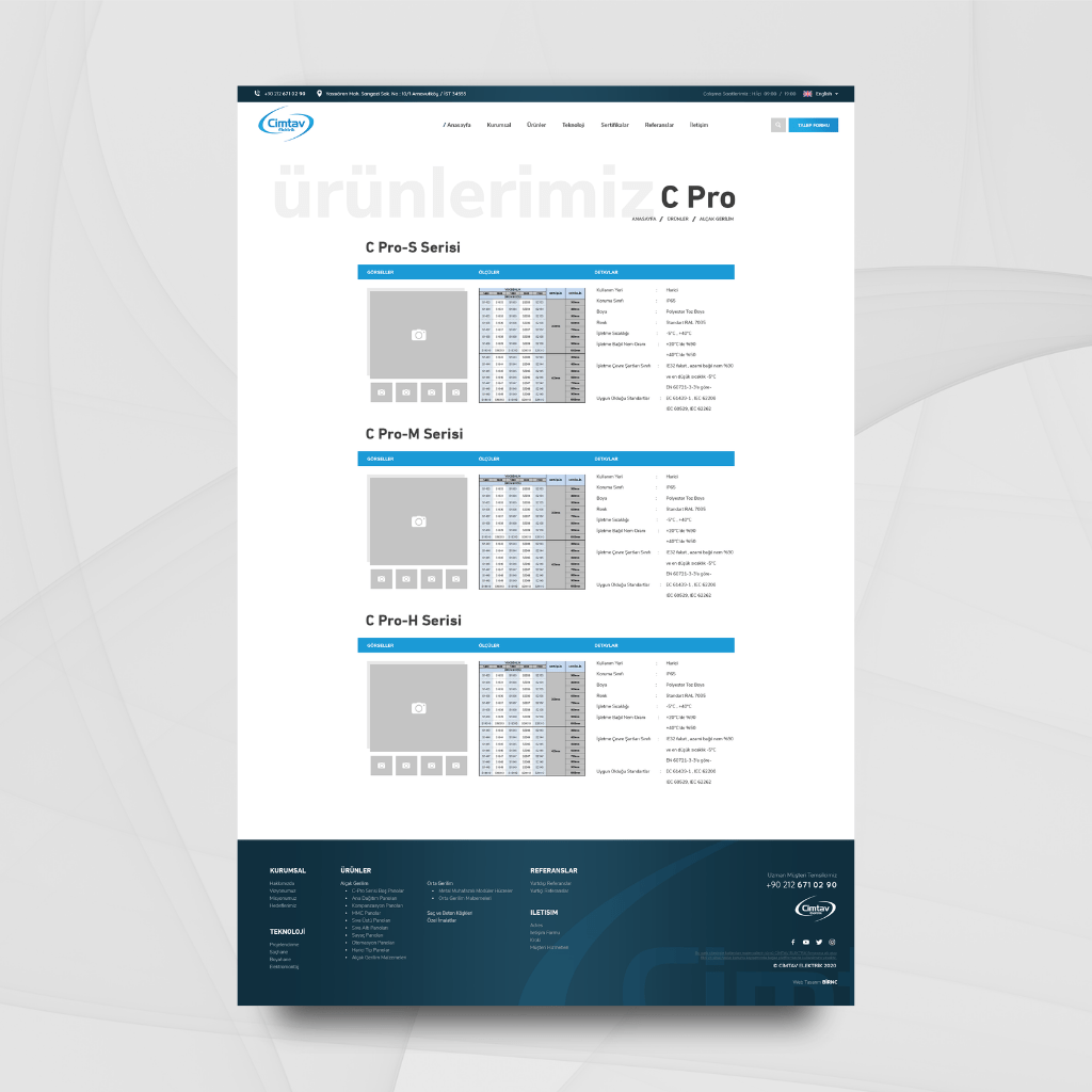 Cimtav Elektrik Ürün Kategori Sayfa Tasarımı