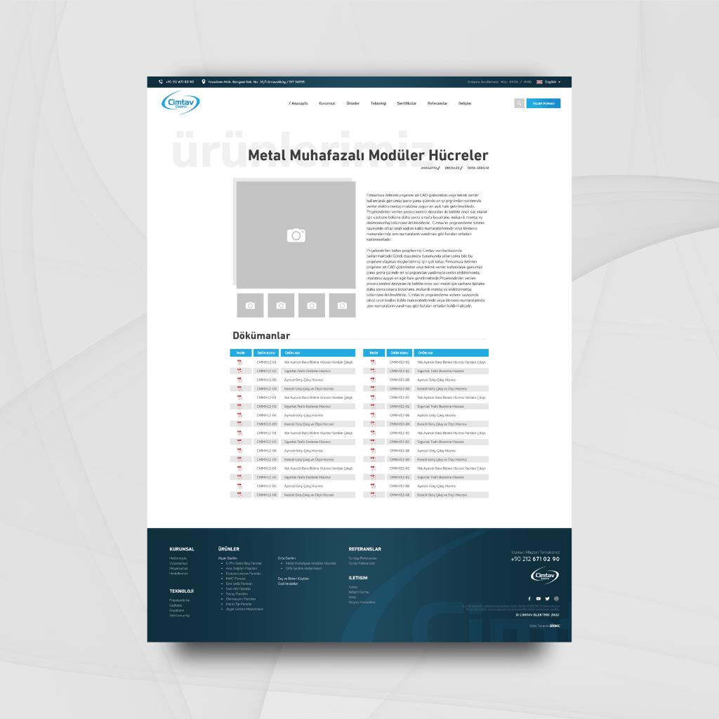 Cimtav Elektrik Ürün Detay Sayfa Tasarımı