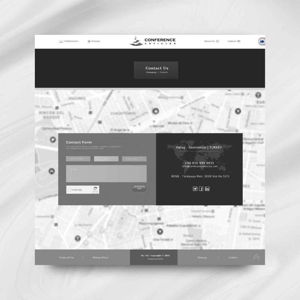 Conference Articles İletişim Sayfası Web Tasarımı
