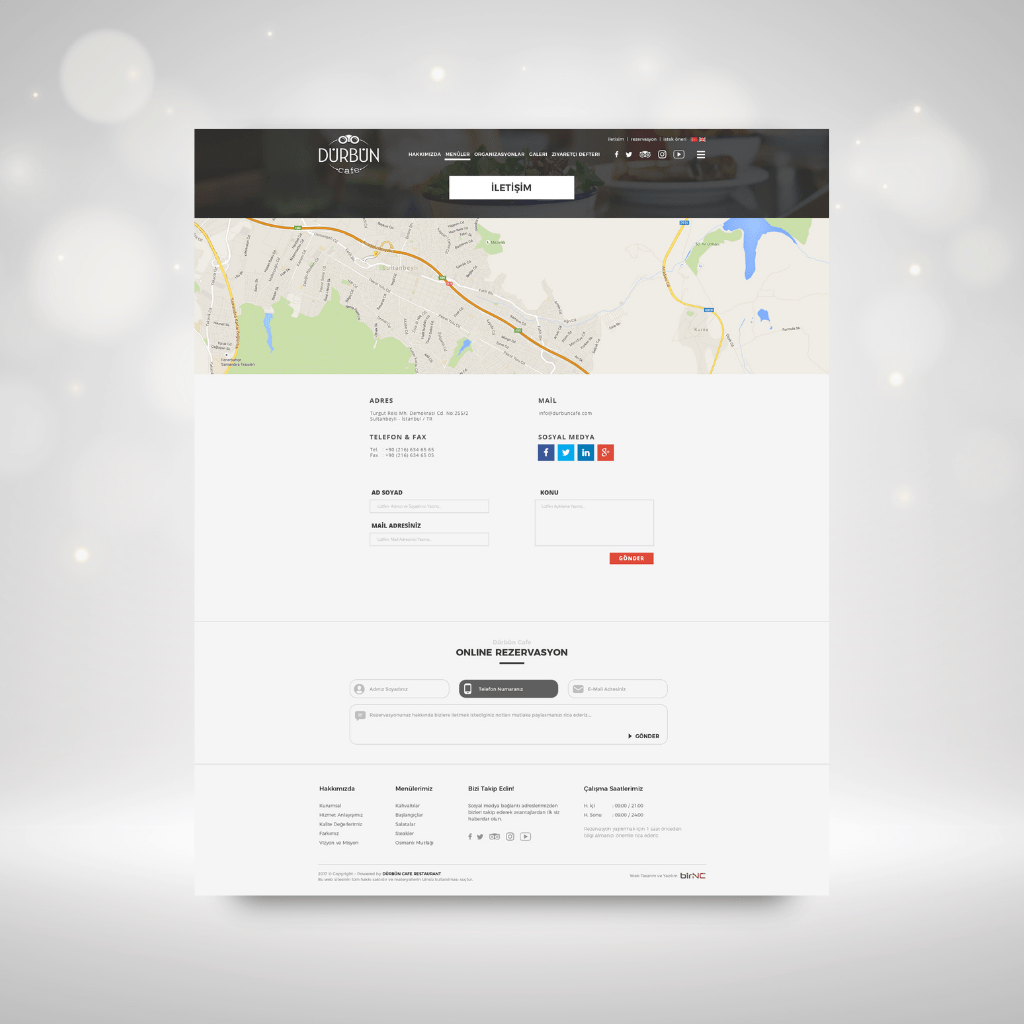 Dürbün Cafe İletişim Sayfası Tasarımı