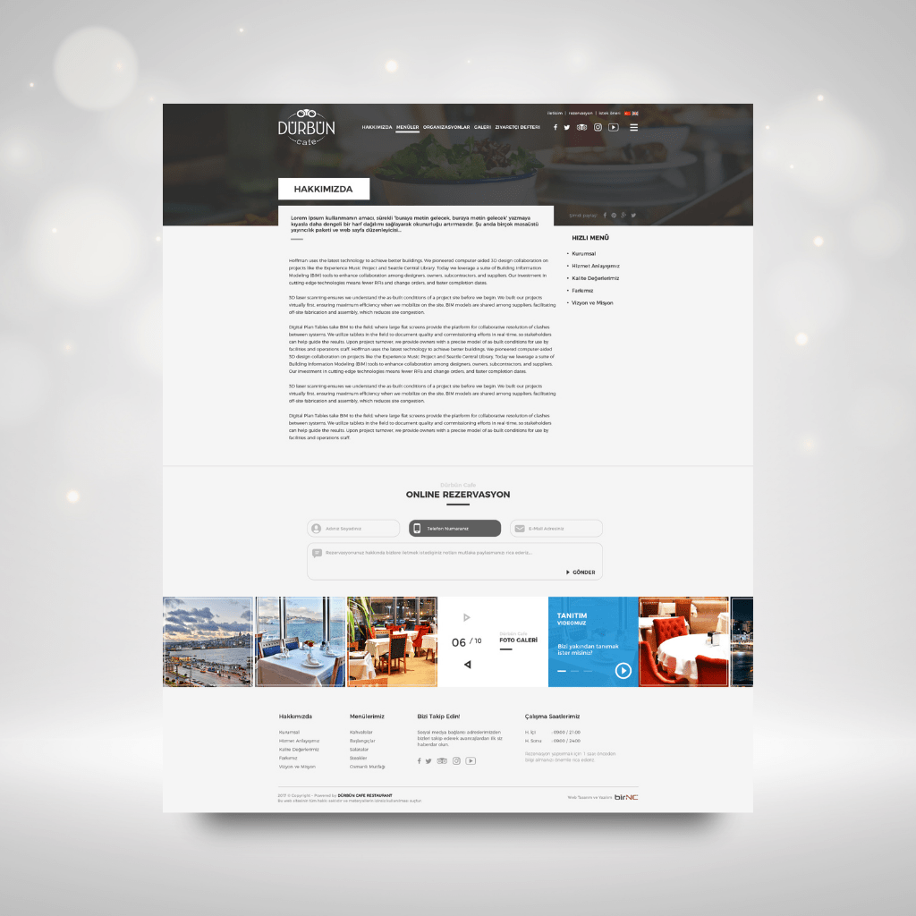 Dürbün Cafe Hakkımızda Web Tasarımı