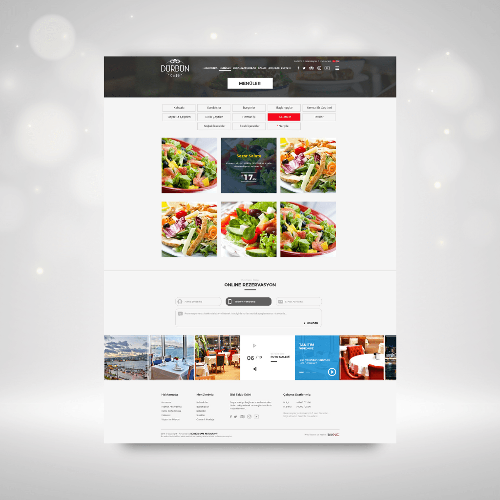 Dürbün Cafe Menüler Web Tasarımı