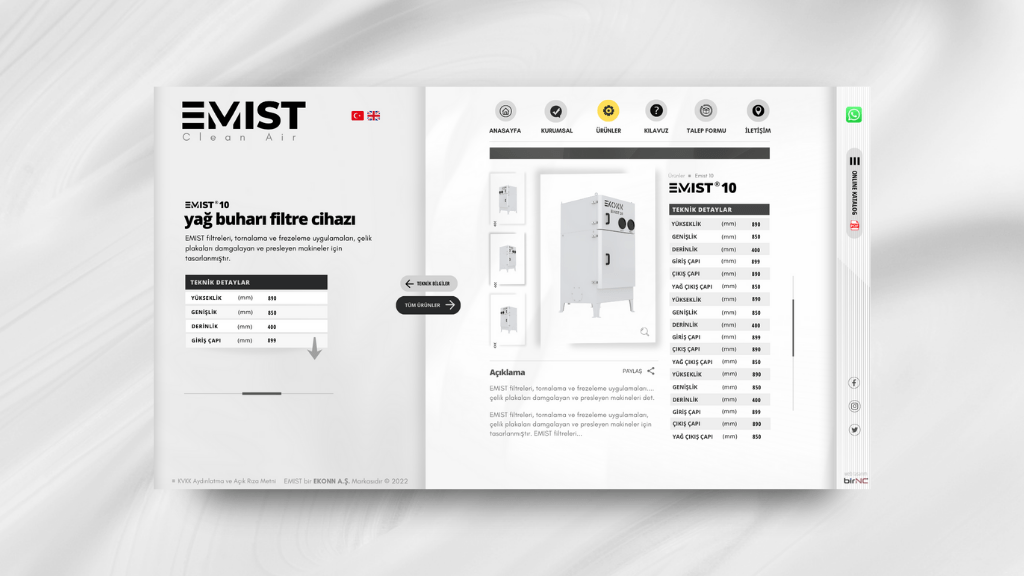 Emist Ürünler Detay Web Tasarımı