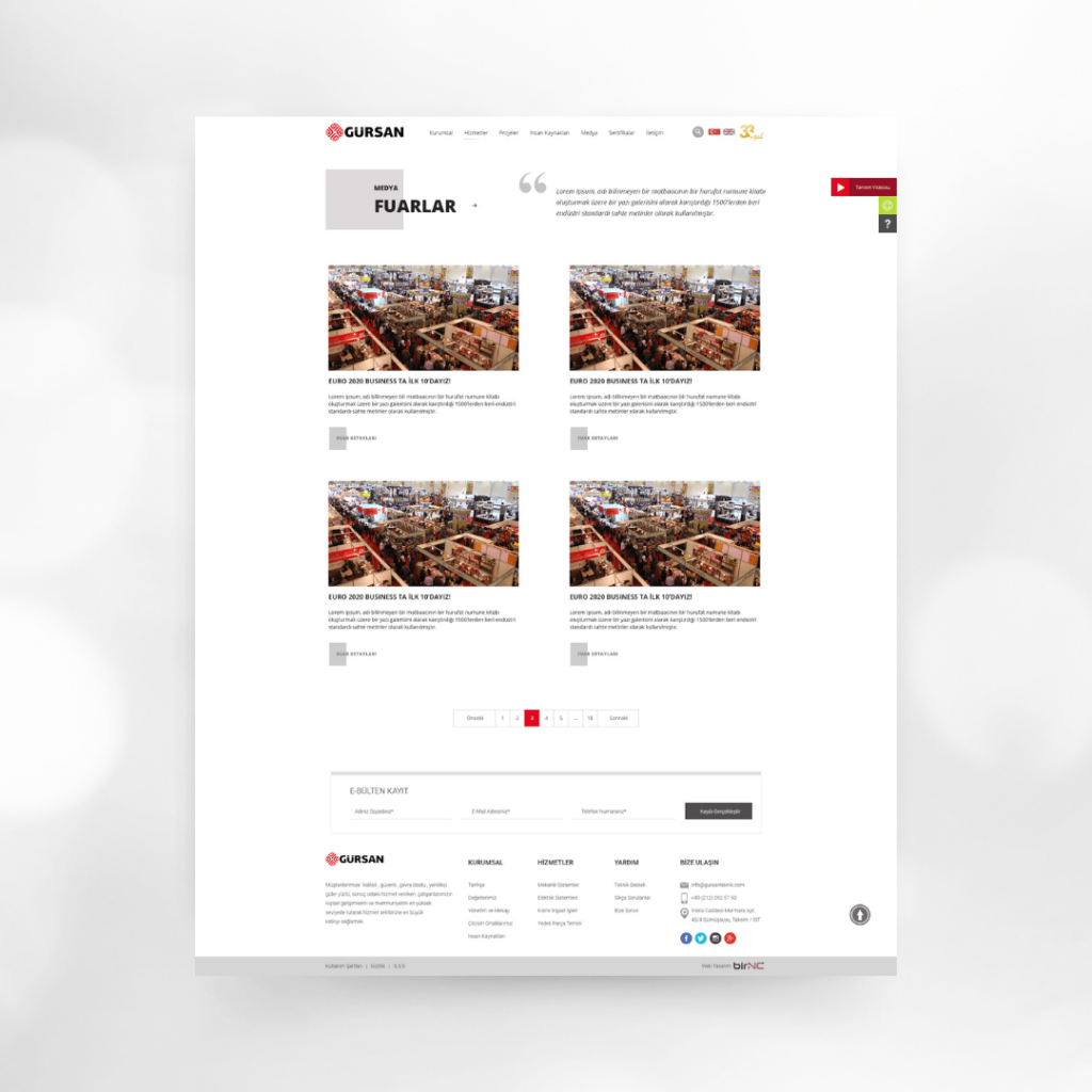 Gürsan Teknik Fuarlar Sayfa Tasarımı