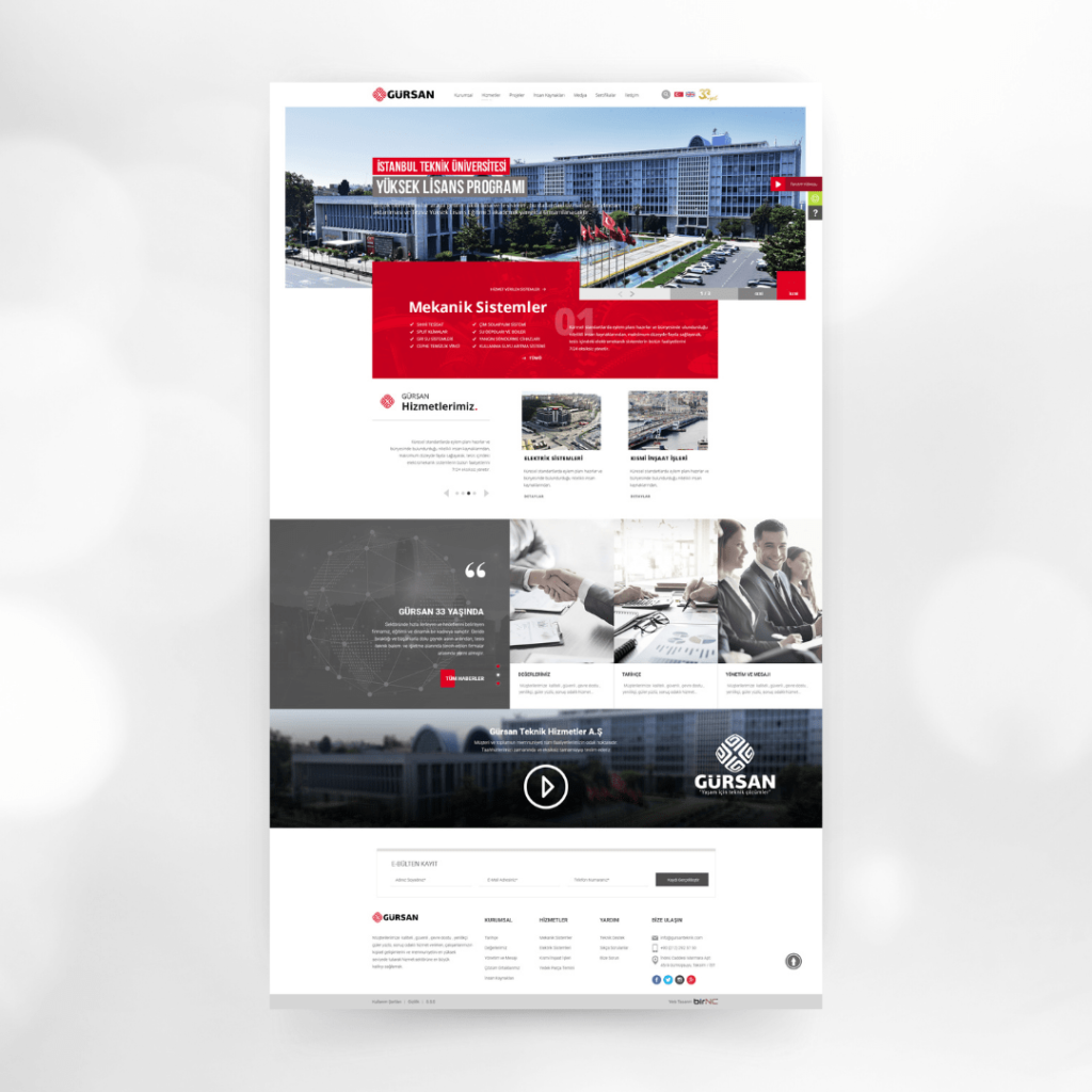 Gürsan Teknik Anasayfa Web Tasarımı