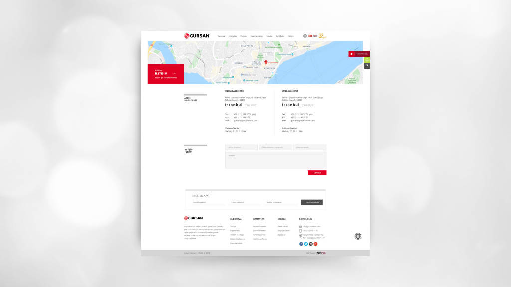 Gürsan Teknik İletişim Sayfası Tasarımı