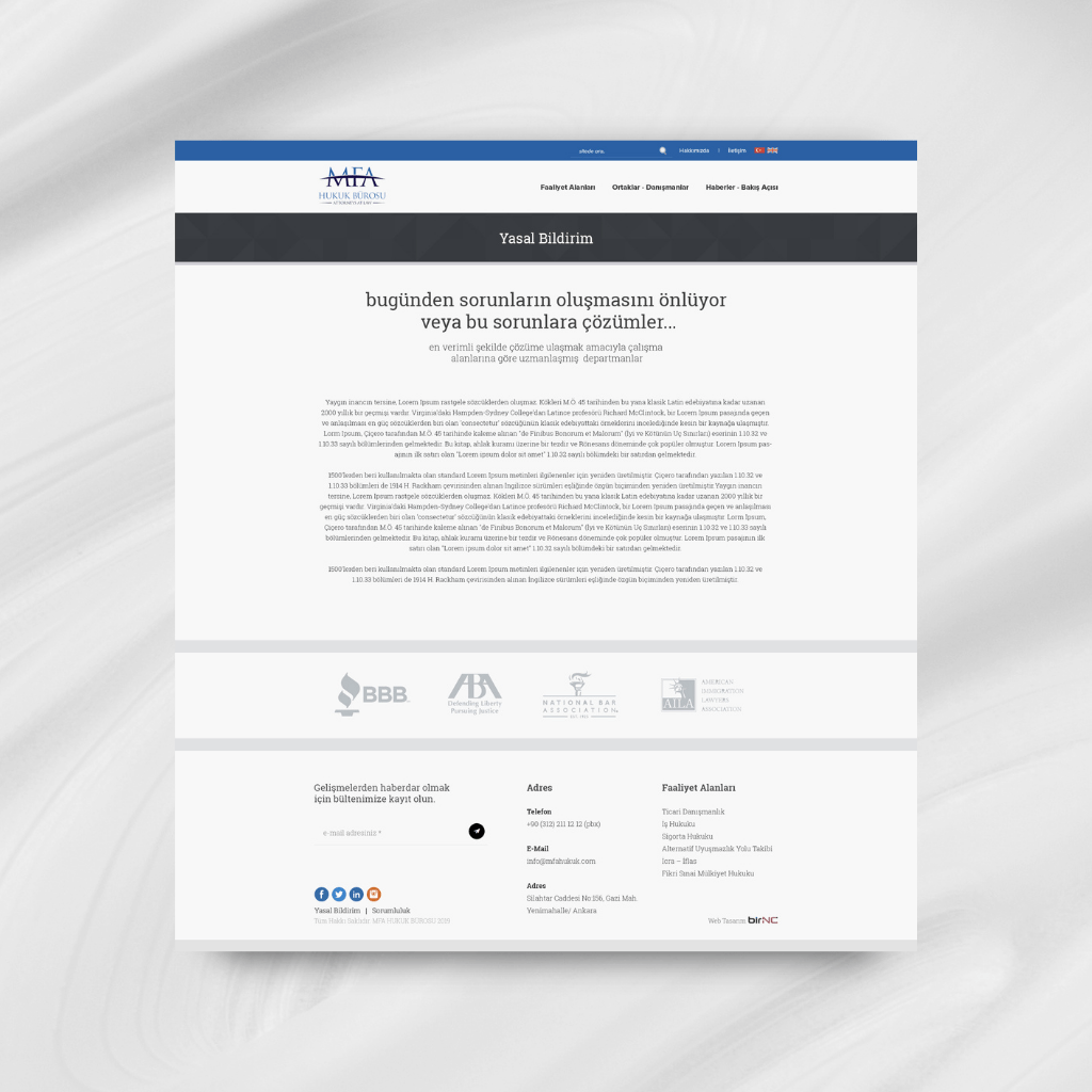 MFA Hukuk Haberler Detay Web Tasarımı
