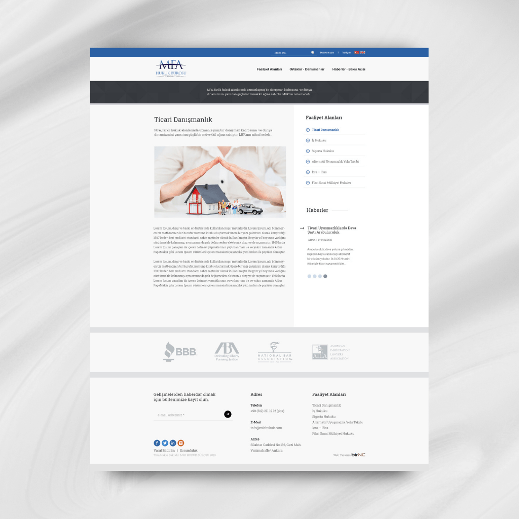 MFA Hukuk Haberler Web Tasarımı