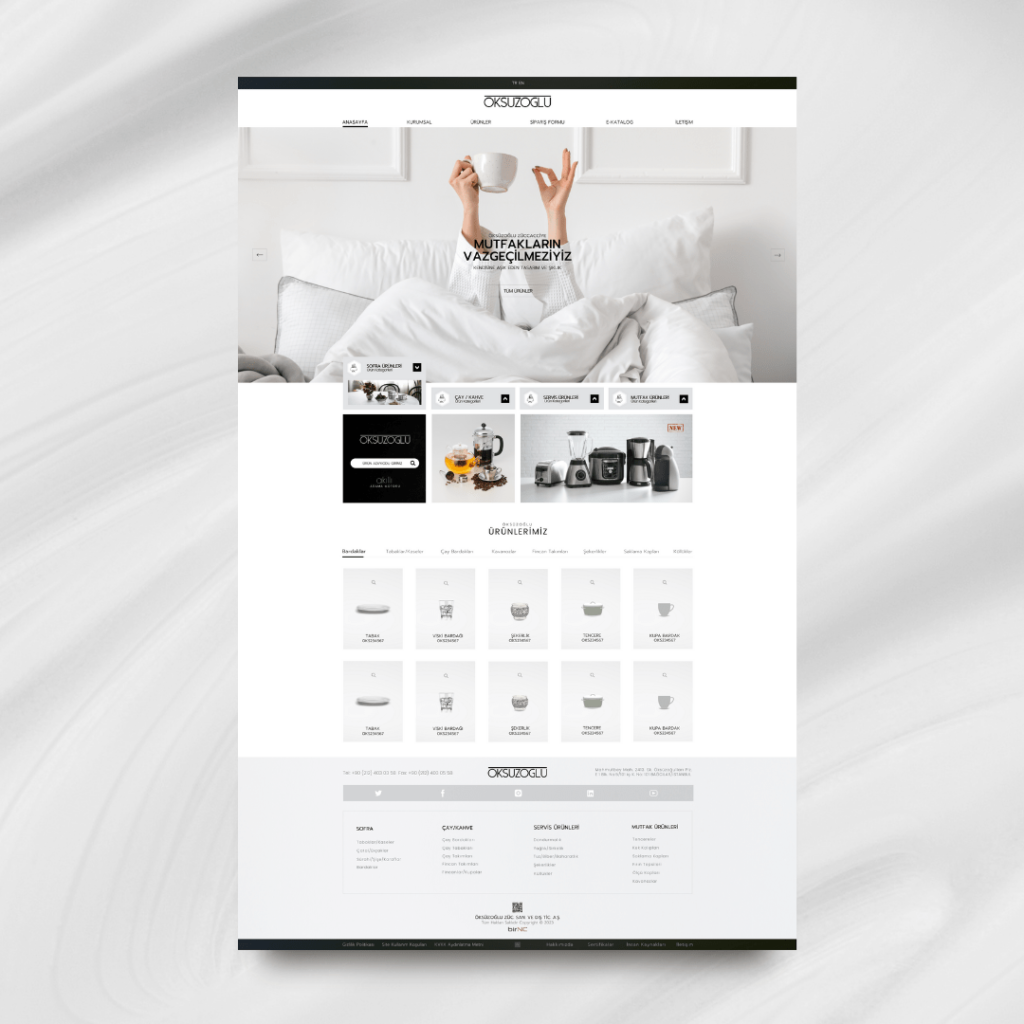 Öksüzoğlu Züccaciye Anasayfa Web Tasarımı