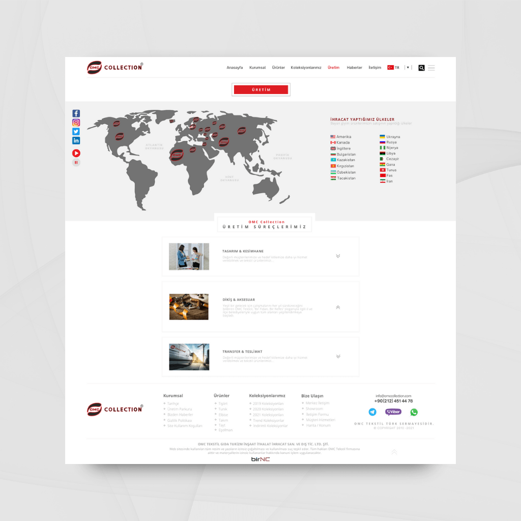 OMC Tekstil Üretim Sayfası Tasarımı