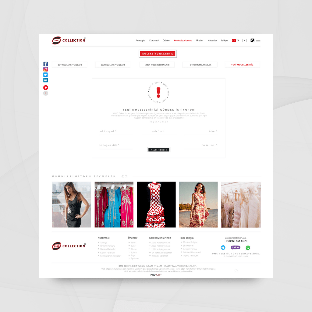 OMC Tekstil Model Talep Formu Tasarımı