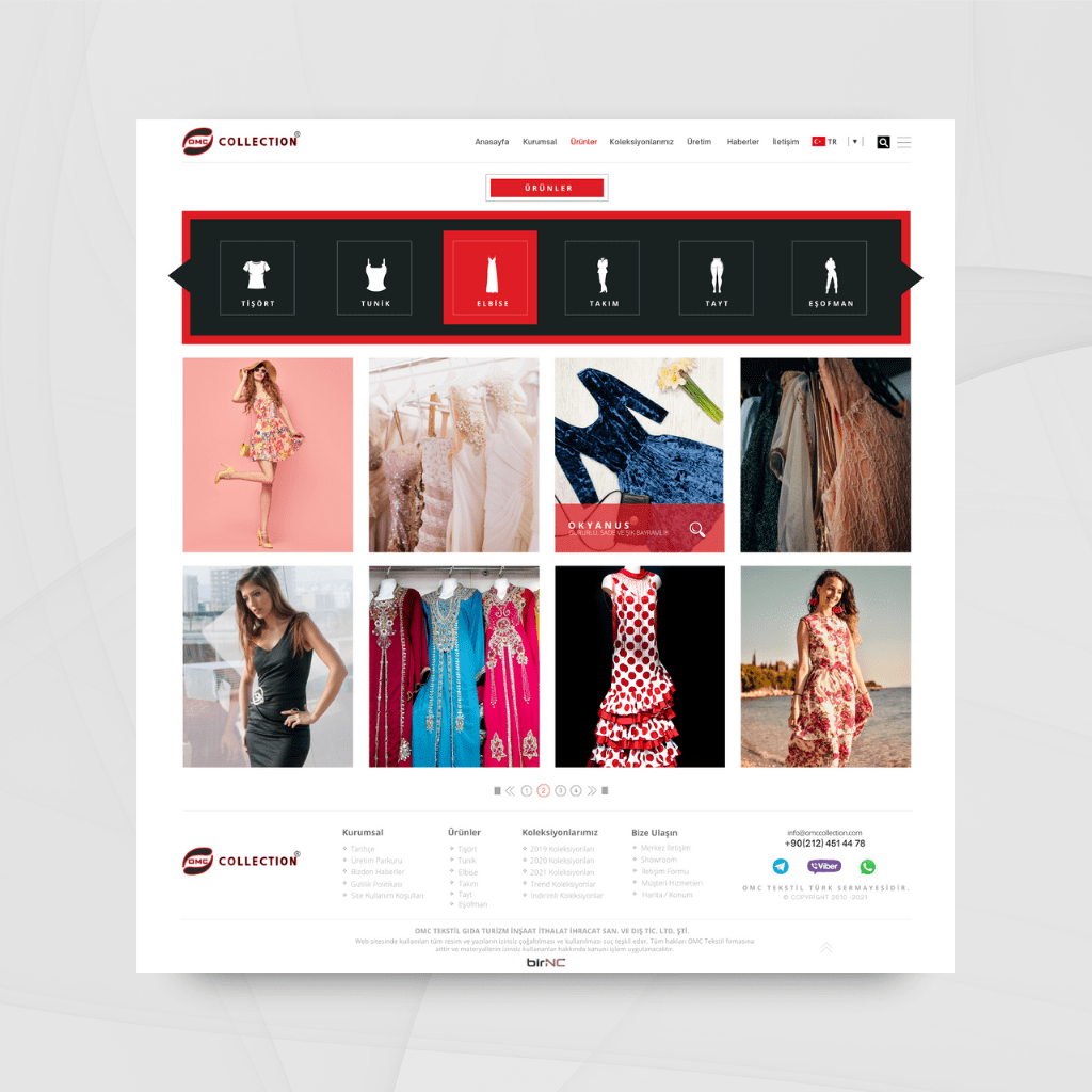 OMC Tekstil Ürünler Sayfası Web Tasarımı