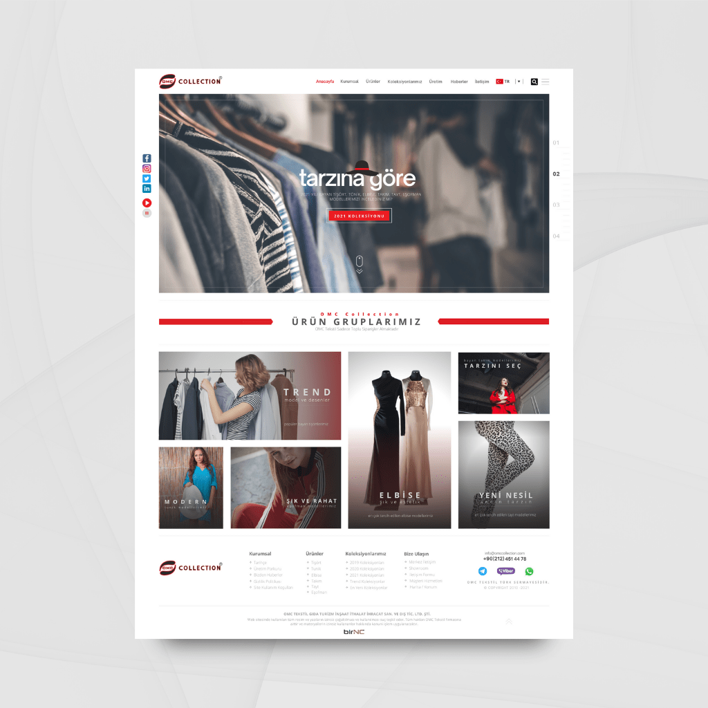 OMC Tekstil Web Sitesi Anasayfa Tasarımı