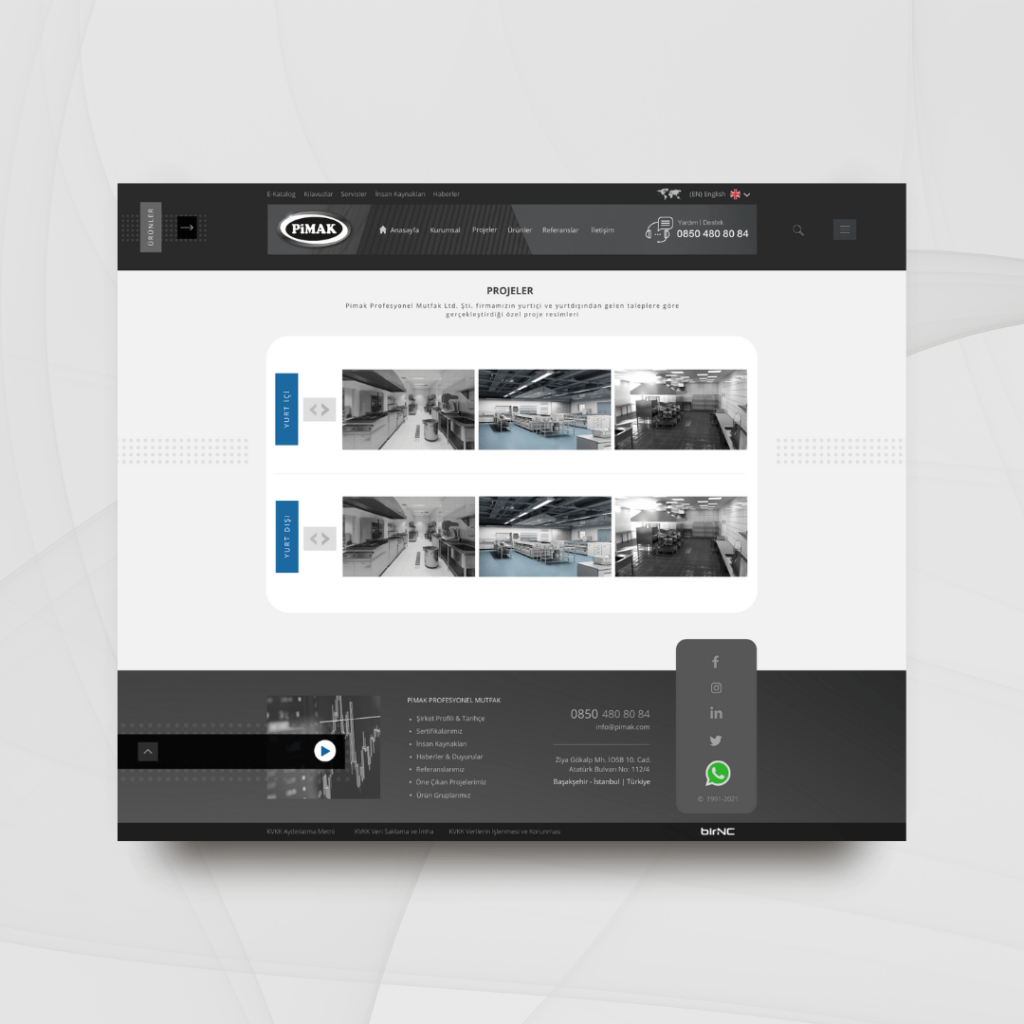Pimak Mutfak Projeler Sayfa Tasarımı