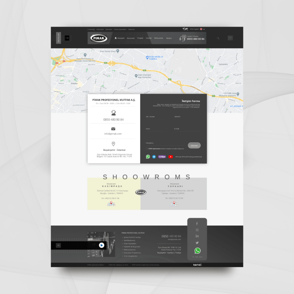 Pimak Mutfak İletişim Sayfası Tasarımı