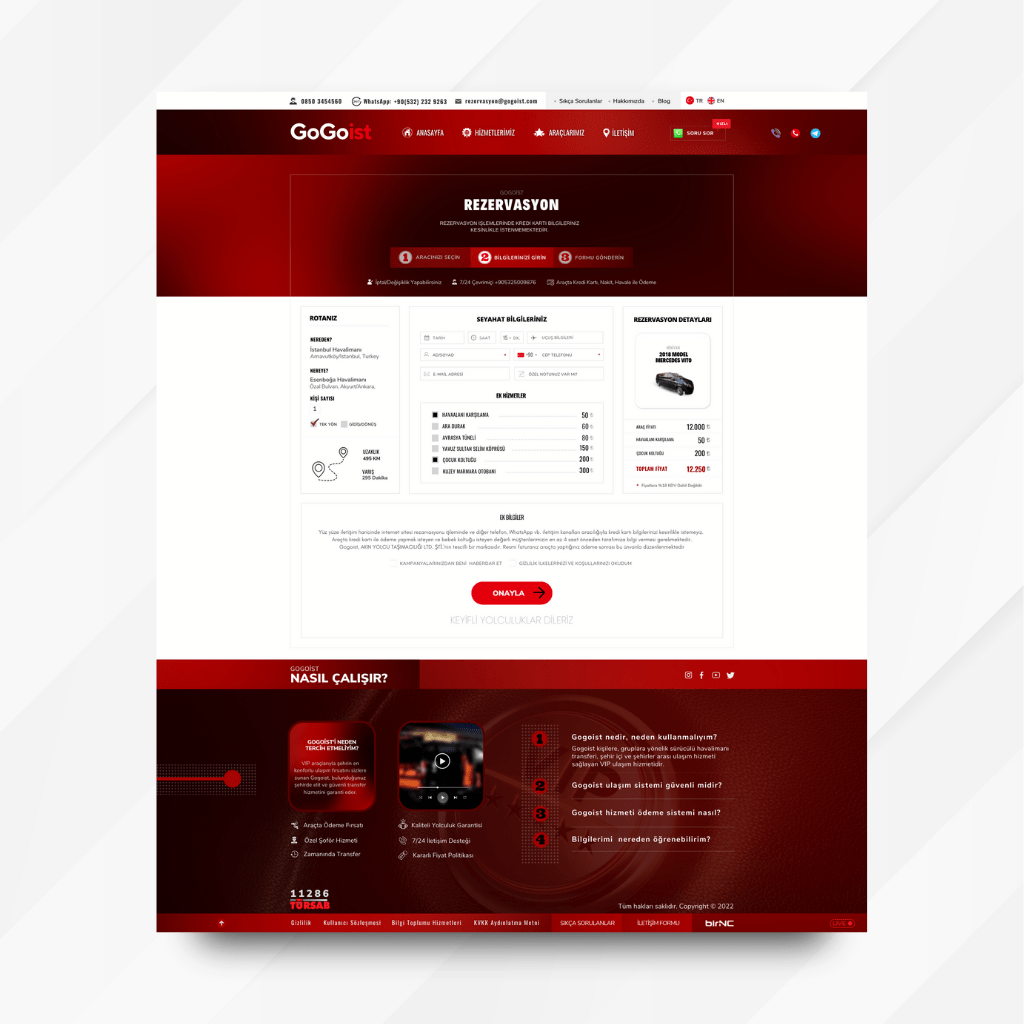 Gogoist Web Tasarım Rezervasyon Seçim