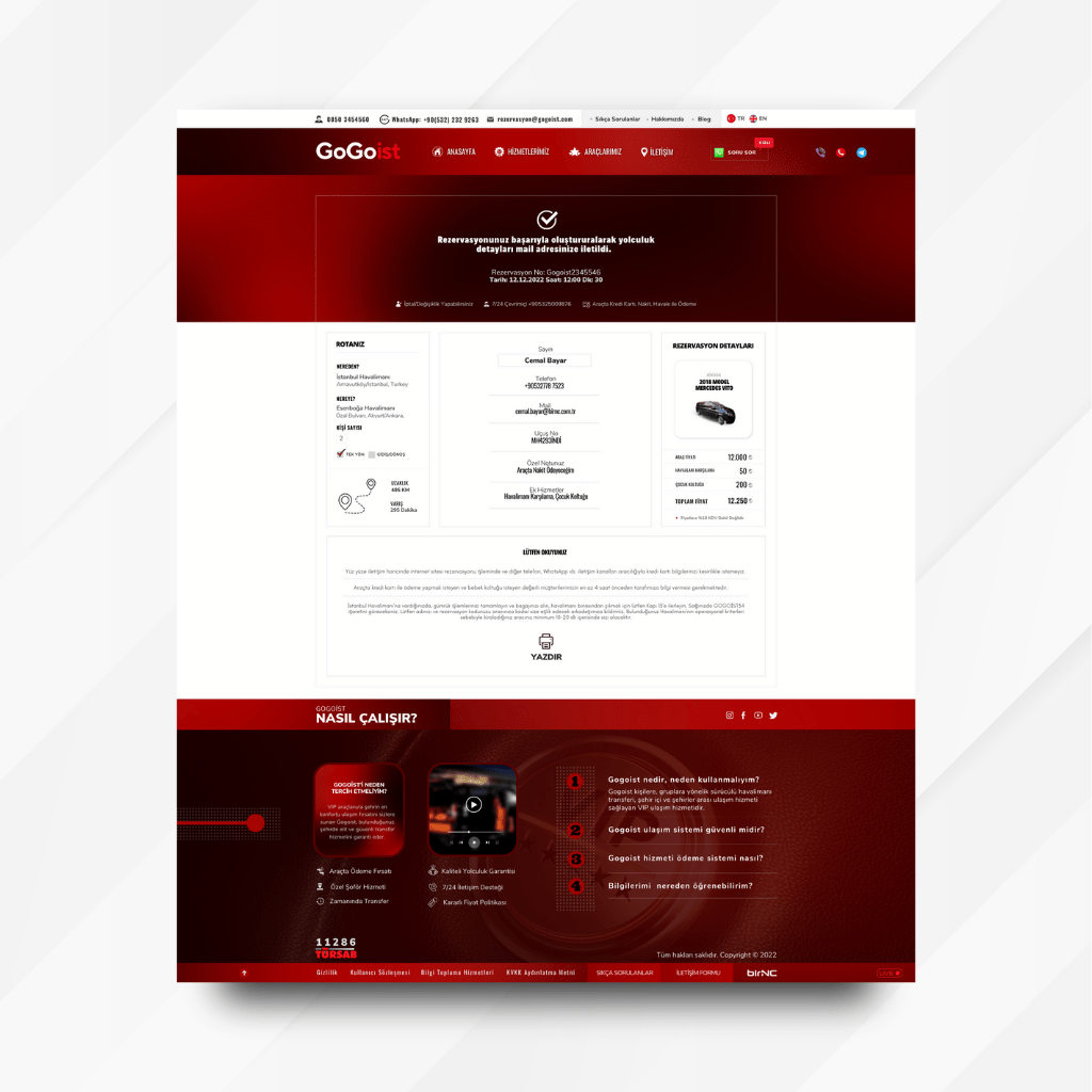 Gogoist Web Tasarım Rezervasyon Sonuç