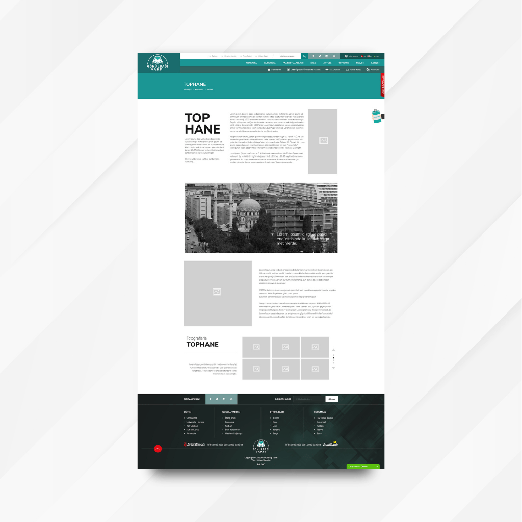 Gönülbağı Vakfı Tophane Sayfa Tasarımı