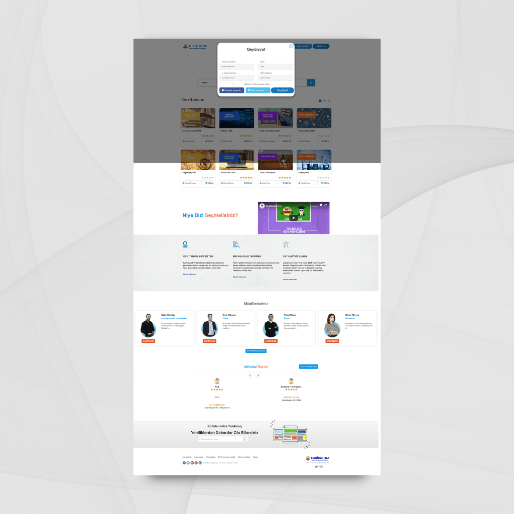 Kurikulum Web Tasarım Anasayfa Üye Giriş Popup