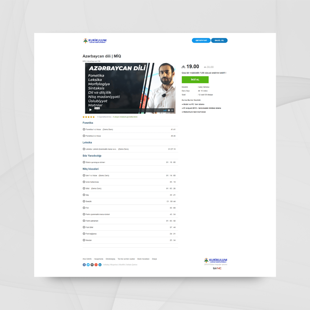 Kurikulum Web Tasarım Ders Detay