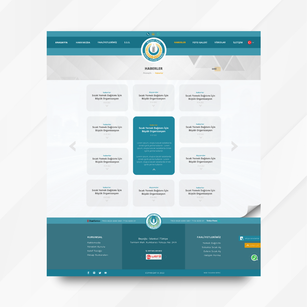 Sevap Tası Derneği Haberler Tasarım