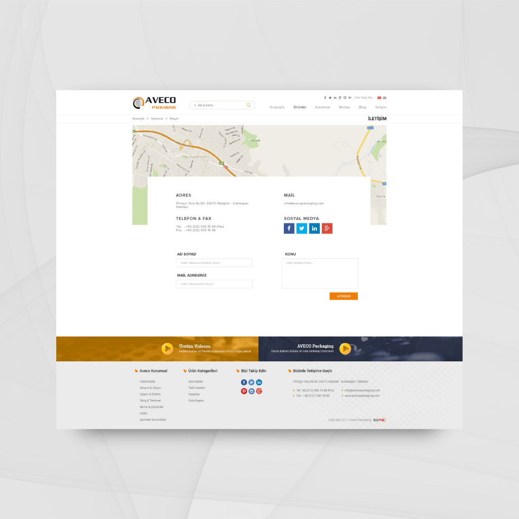 Aveco Ambalaj Web Tasarım İletişim