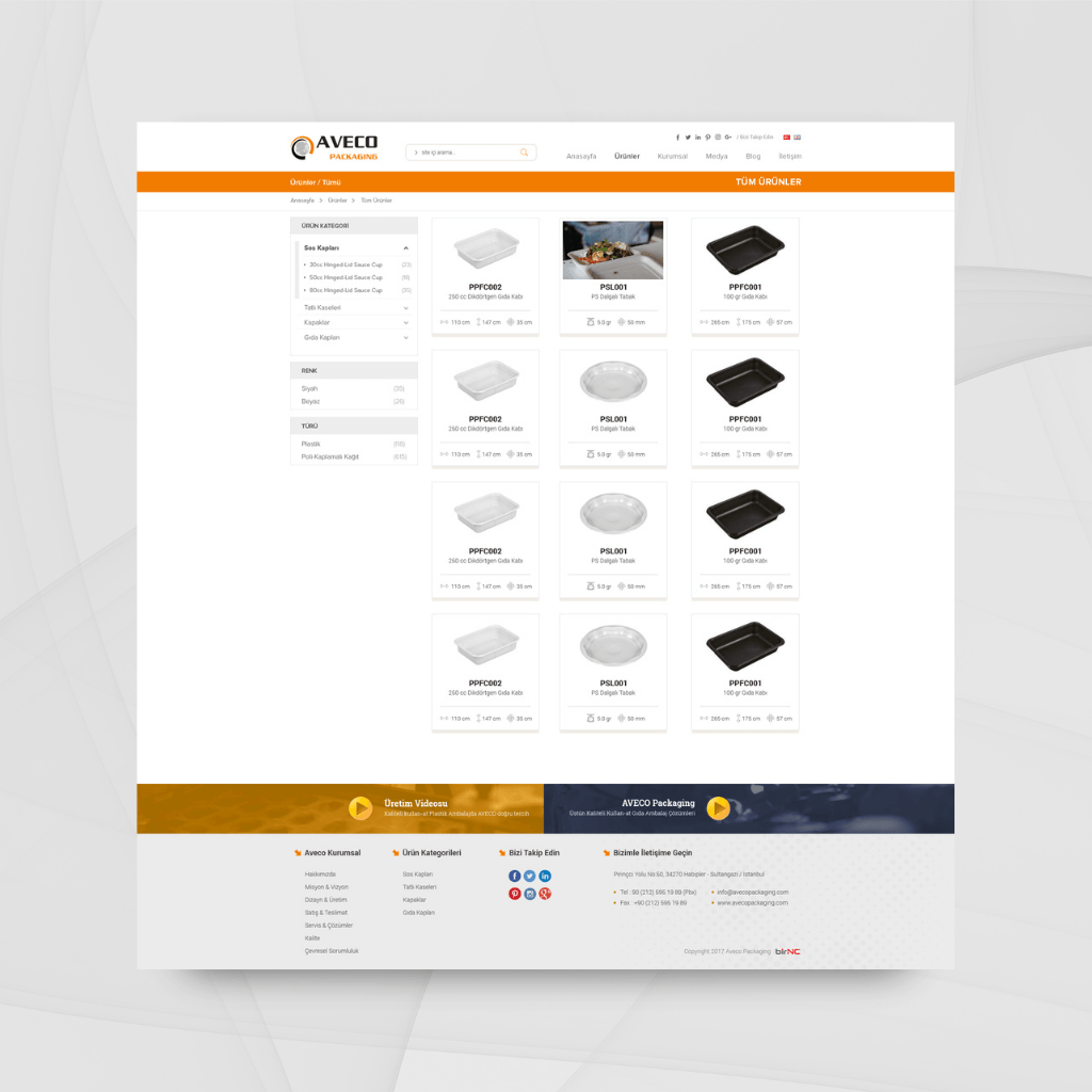 Aveco Ambalaj Web Tasarım Ürünler