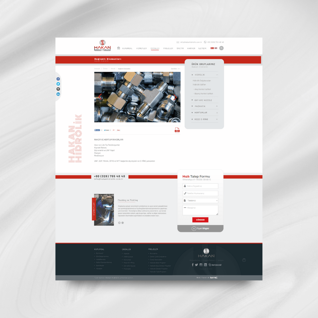 Hakan Hidrolik Web Tasarım Ürünler Detay