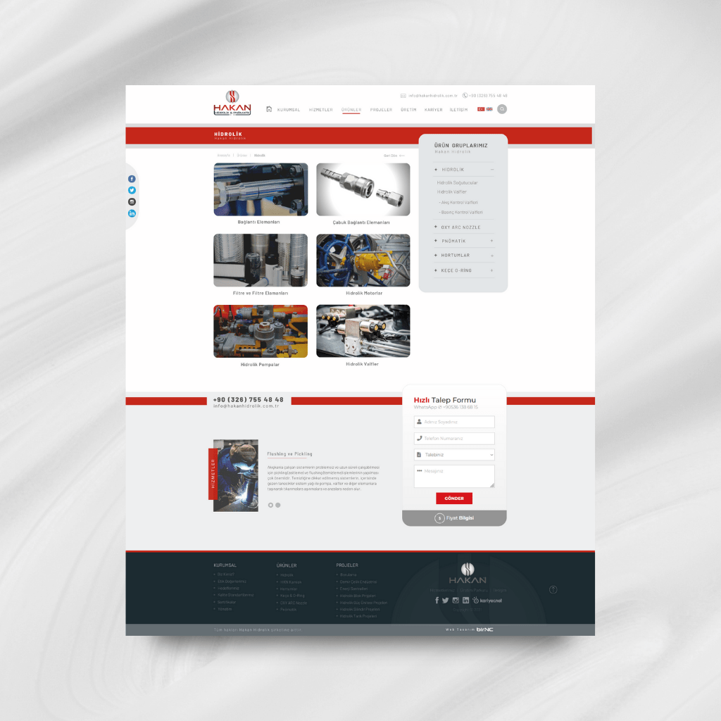 Hakan Hidrolik Web Tasarım Ürünler Alt Kategori