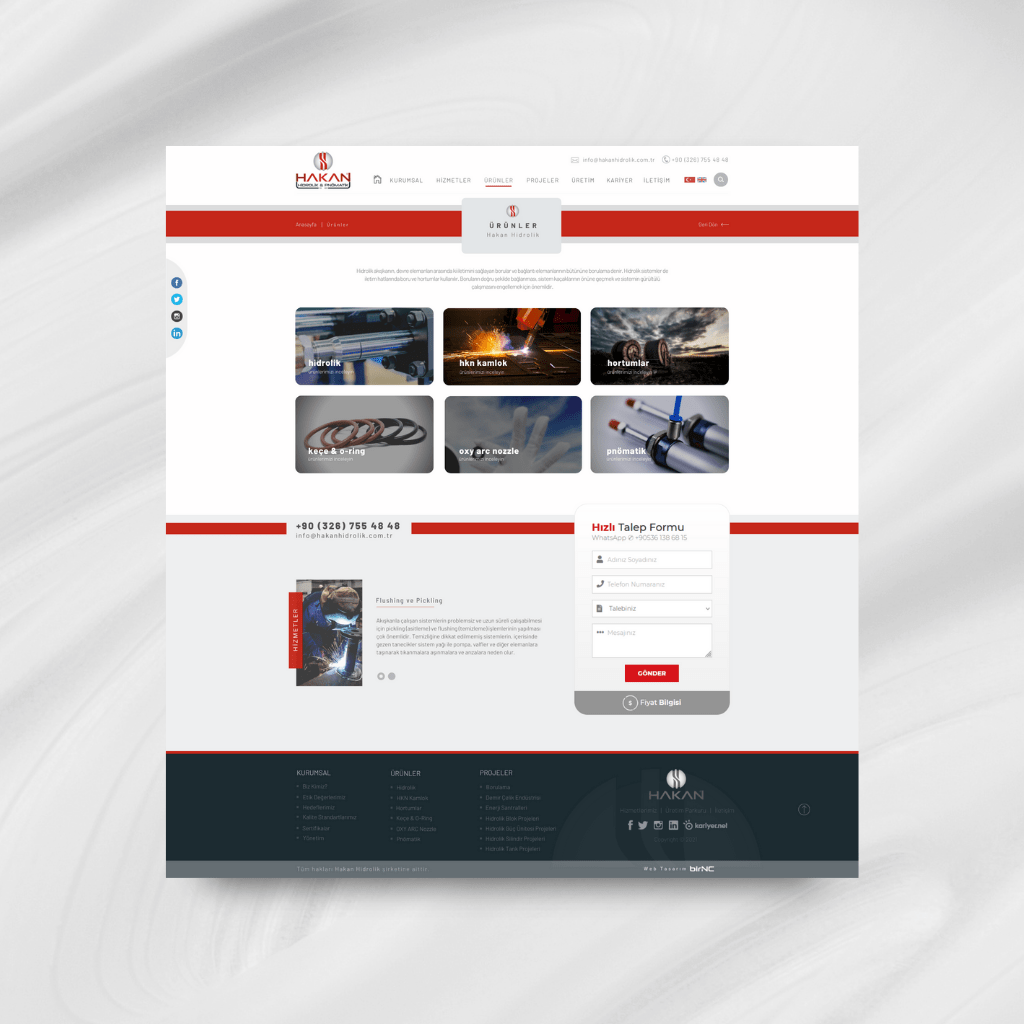 Hakan Hidrolik Web Tasarım Ürünler