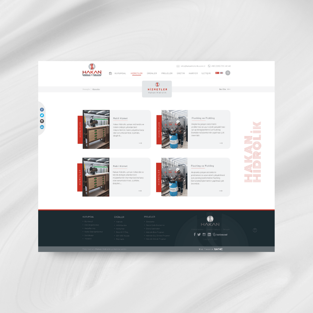 Hakan Hidrolik Web Tasarım Hizmetler