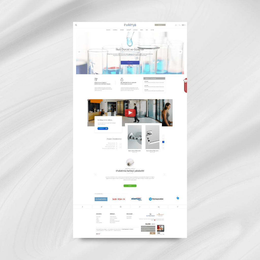 İnci Kimya Web Tasarım Anasayfa